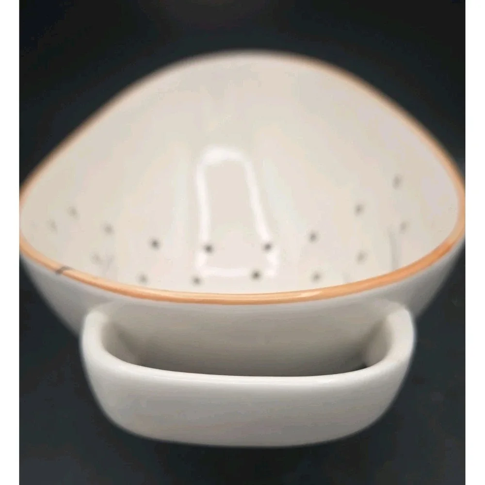 Floor 9 Ceramic Colander Berry Bowl White Watercolor Carrot Veggie Strainer